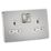 Knightsbridge  13A 2-Gang DP Switched Double Socket Brushed Chrome  with White Inserts