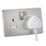 Knightsbridge  13A 2-Gang DP Switched Double Socket Brushed Chrome  with White Inserts