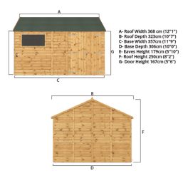 Mercia Modular 11' 6" x 10' (Nominal) Reverse Apex Shiplap T&G Timber Workshop