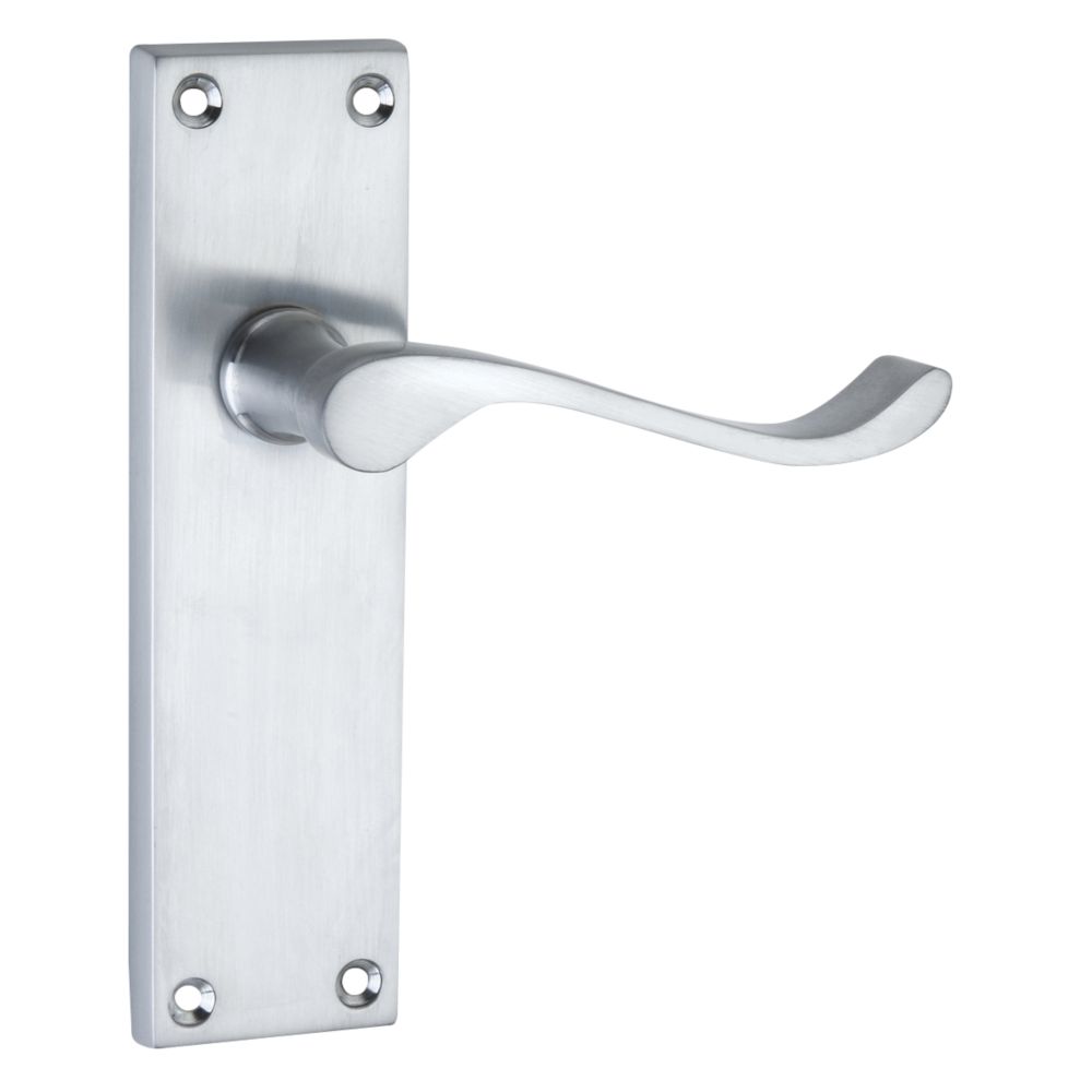 Smith & Locke Fire Rated Latch Door Handles Pair Satin Chrome Screwfix