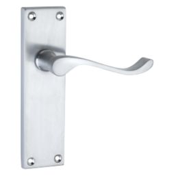 Smith & Locke  Fire Rated Latch Door Handles Pair Satin Chrome