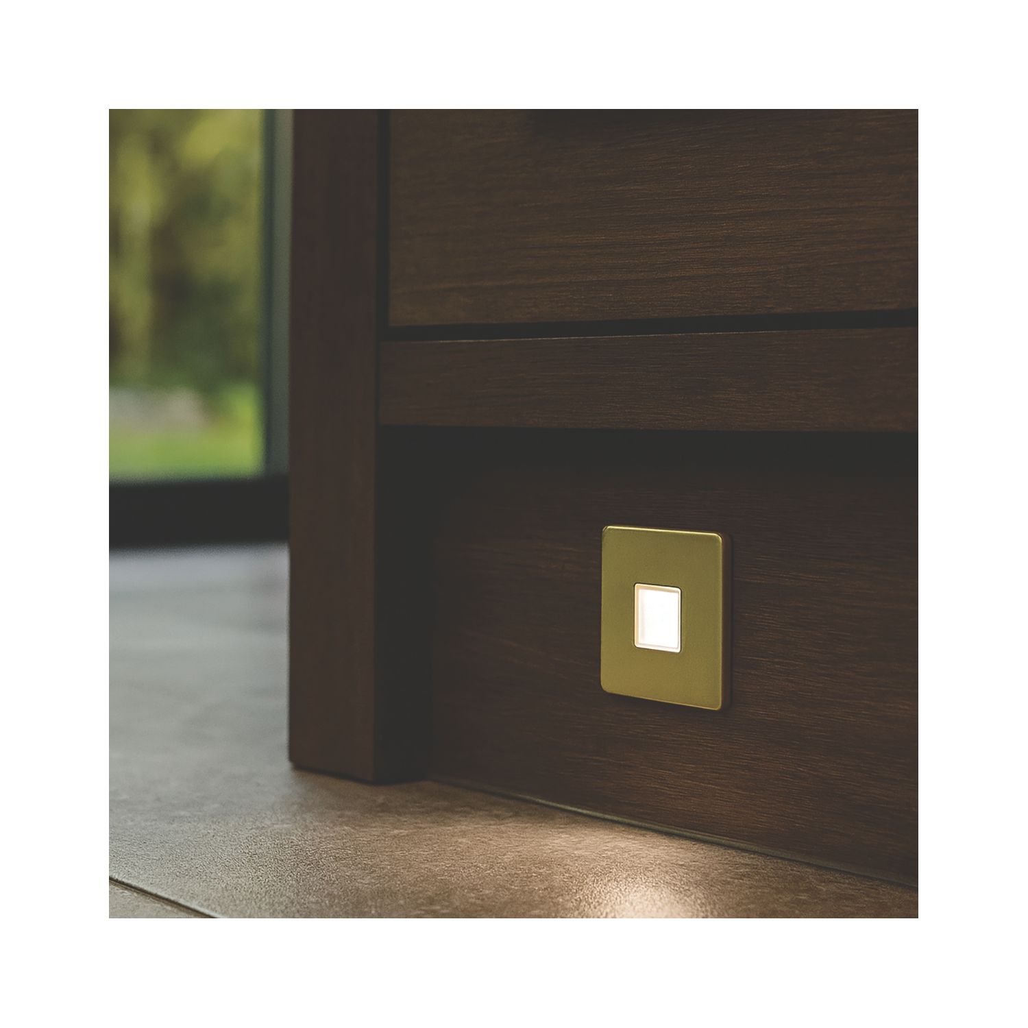 Knightsbridge Recessed Square LED Plinth Light Brushed Brass 0.8W 15lm (652AM)