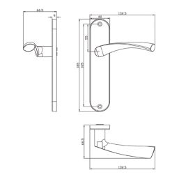 Cooke & Lewis Bude Fire Rated Latch Lever on Backplate Handle Pair Matt Black