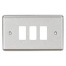 Knightsbridge 3-Gang 3-Module Grid Faceplate Brushed Chrome