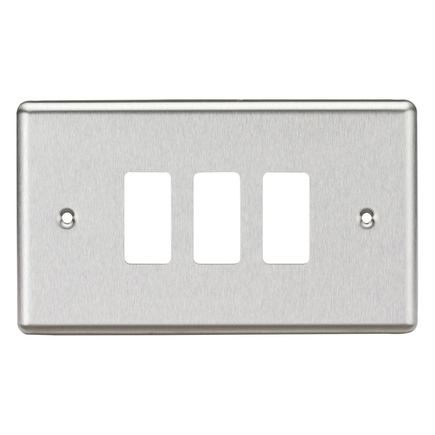 Knightsbridge 3-Gang 3-Module Grid Faceplate Brushed Chrome (652CR)
