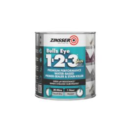 Zinsser Bulls Eye 1-2-3 Plus 1Ltr White Matt Stain Block Interior & Exterior Multi Surface Primer