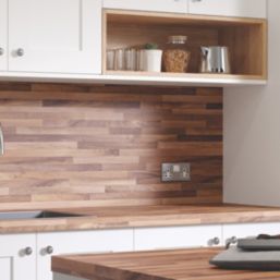 Wilsonart Options Plus Warm Walnut Block Matt Brown Wood Effect Laminate Breakfast Bar 4100mm x 900mm x 38mm
