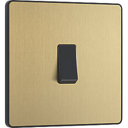 British General Evolve 20 A  16AX 1-Gang 2-Way Light Switch  Satin Brass with Black Inserts