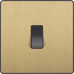 British General Evolve 20A 16AX 1-Gang 2-Way Light Switch  Satin Brass with Black Inserts