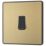 British General Evolve 20A 16AX 1-Gang 2-Way Light Switch  Satin Brass with Black Inserts