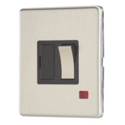 Contactum Lyric 13A Switched Fused Spur with Neon Brushed Steel with Black Inserts