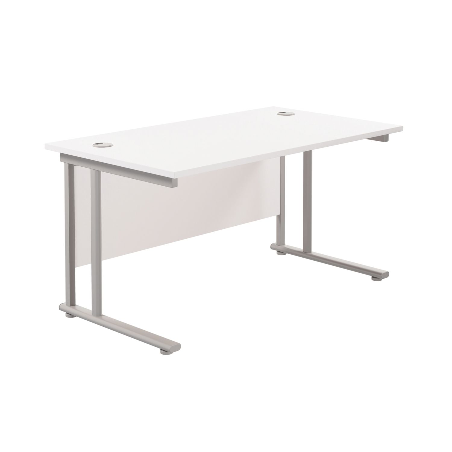 TC Group Aztec Twin Upright Rectangular Office Desk White/Silver 1400mm x 800mm (652TT)