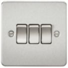 Knightsbridge  10AX 3-Gang 2-Way Light Switch  Brushed Chrome