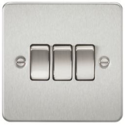 Knightsbridge  10AX 3-Gang 2-Way Light Switch  Brushed Chrome