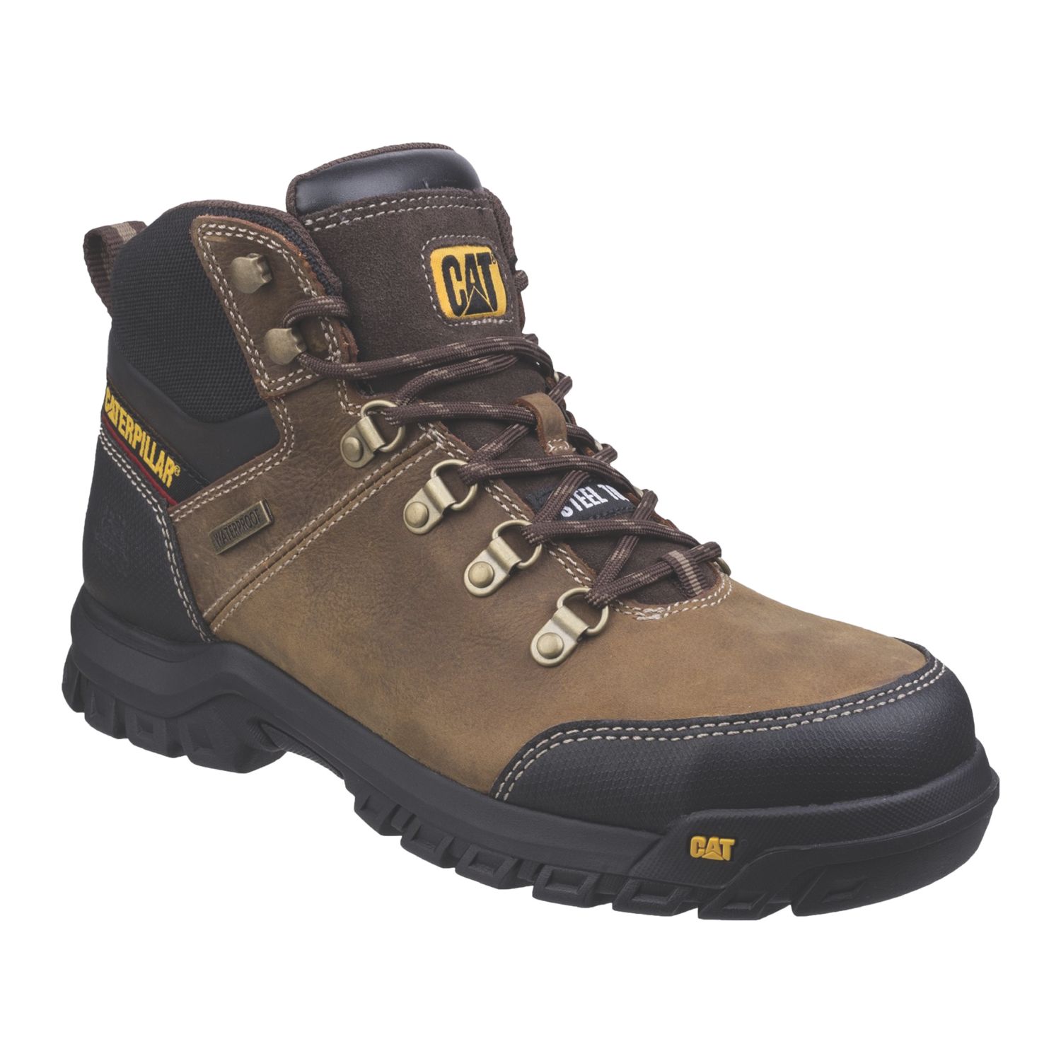 CAT Framework Size 14 Brown Waterproof Steel Toe Cap Safety Boots (652XK)