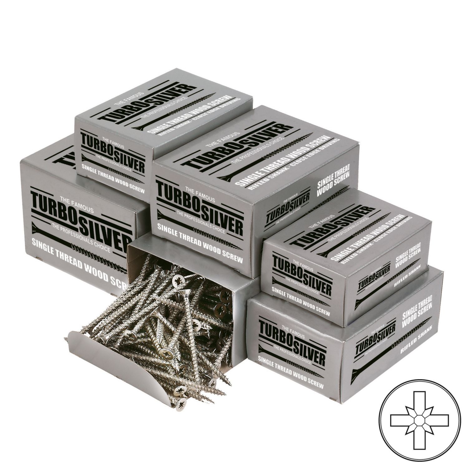 Turbo Silver PZ Double-Countersunk Woodscrews Trade Pack 1400 Pcs (65307)