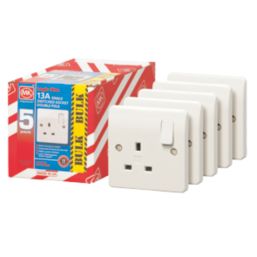 MK Logic Plus 13A 1-Gang DP Switched Plug Sockets White   5 Pack