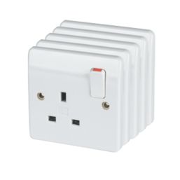 MK Logic Plus 13A 1-Gang DP Switched Plug Sockets White   5 Pack