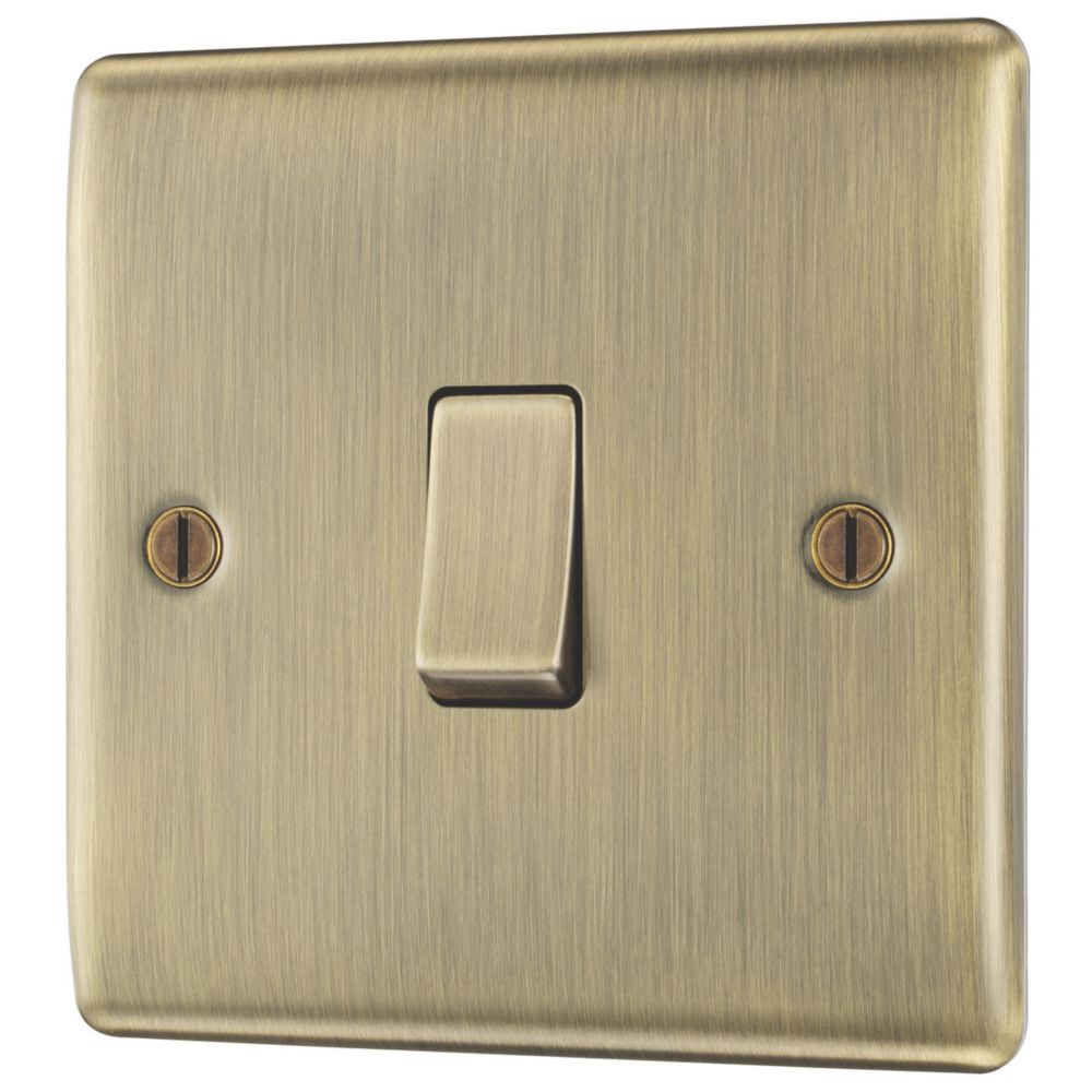 British General Nexus Metal 10AX 1-Gang Intermediate Switch Antique Brass
