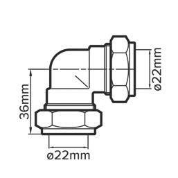 Flomasta  Brass Compression Equal 90° Elbows 22mm 2 Pack