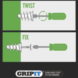 GripIt  Self-Drive Plasterboard Fixings Acetal Plastic 27mm 25 Pack