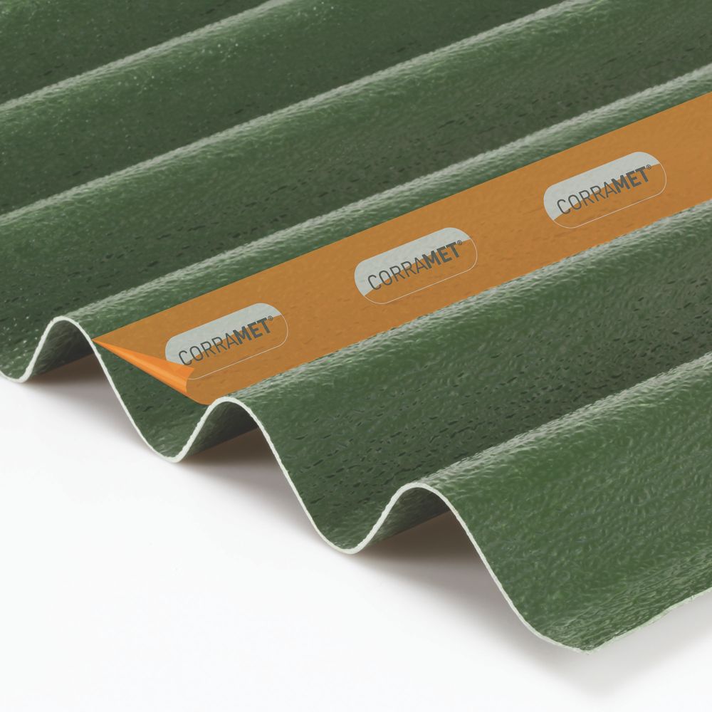 Corramet COR804GR Corrugated Roofing Sheet Green 2500mm x 950mm Screwfix