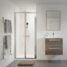 Framed Square Bi-Fold Shower Door Aluminium 700mm x 1850mm