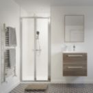 Framed Square Bi-Fold Shower Door Aluminium 700mm x 1850mm