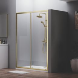 ETAL  Framed Rectangular Sliding Shower Door Brushed Brass 1390mm x 1900mm