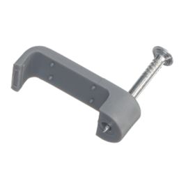 Vimark Grey Flat Double Twin Earth Cable Clips 2.5mm 100 Pack Screwfix