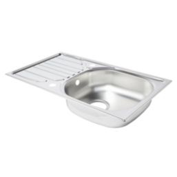Essentials  1 Bowl Stainless Steel Kitchen Sink & Drainer  760mm x 430mm