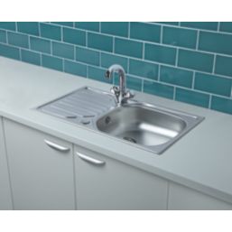 1 Bowl Stainless Steel Kitchen Sink & Drainer  760mm x 430mm