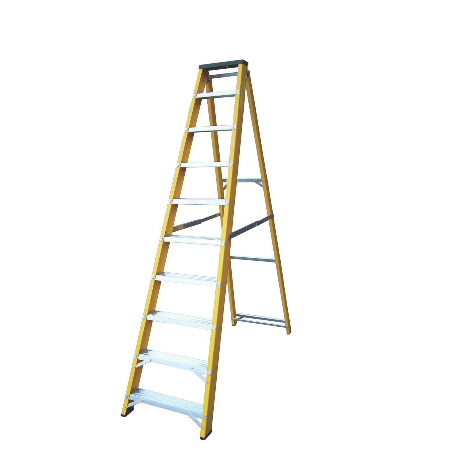 Lyte Fibreglass 2m 10 Step Swingback A Frame Step Ladder (654FH)