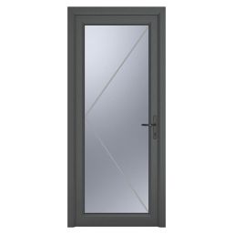 Crystal  Fully Glazed 1-Obscure Light Left-Handed Anthracite Grey uPVC Back Door 2090mm x 920mm