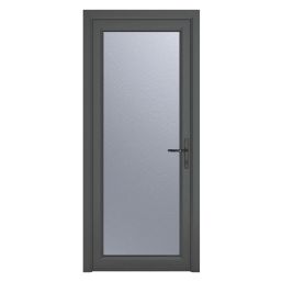 Crystal  Fully Glazed 1-Obscure Light Left-Handed Anthracite Grey uPVC Back Door 2090mm x 920mm