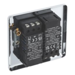 LAP  2-Gang 2-Way LED Dimmer Switch  Polished Chrome with Colour-Matched Inserts