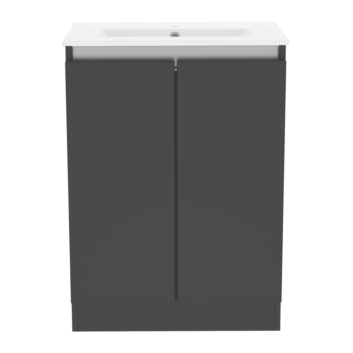 Newland Double Door Floor Standing Vanity Unit with Basin Matt Midnight Mist 600mm x 370mm x 840mm (654RN)