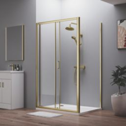 ETAL  Framed Rectangular Sliding Door Shower Enclosure & Tray  Brushed Brass 1190mm x 890mm x 1940mm