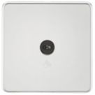 Knightsbridge  2.1A 1-Gang 1-Way Light Switch  Polished Chrome with Black Inserts