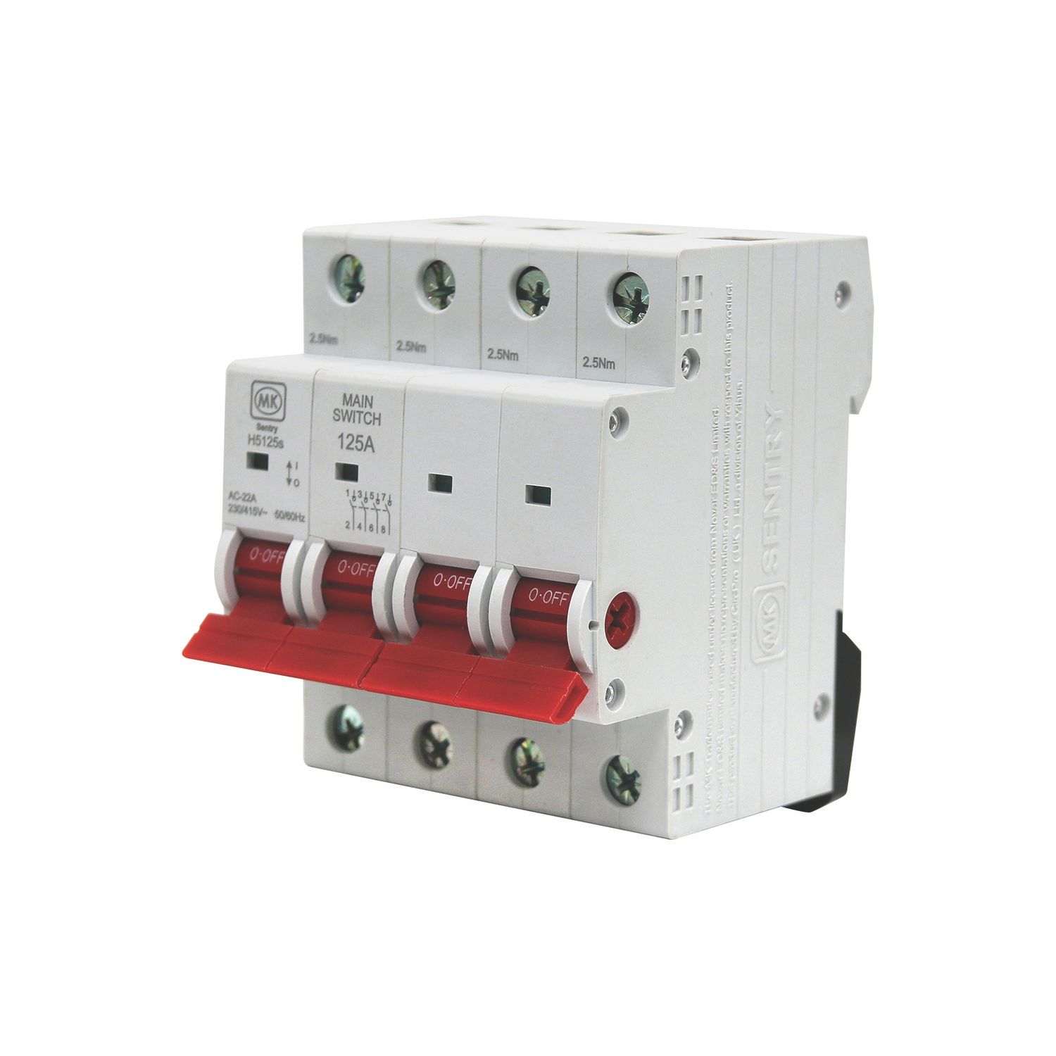 MK Sentry H5125S 125A 4-Pole Unfused 3-Phase Disconnector (654YW)