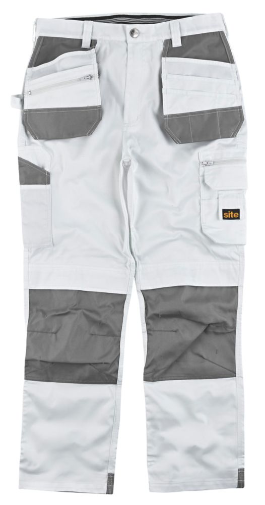 Site Jackal Work Trousers White / Grey 38" W 32" L Screwfix