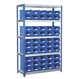 Barton Ecorax 5-Tier Powder-Coated Steel Shelving with Containers 1200mm x 450mm x 1760mm