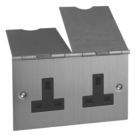 Varilight YFS5B-S 13A 2-Gang Unswitched Floor Socket Brushed Steel with Black Inserts