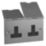 Varilight YFS5B-S 13A 2-Gang Unswitched Floor Socket Brushed Steel with Black Inserts