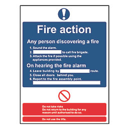 Non Photoluminescent "Fire Action Procedure" Sign 230mm x 132mm