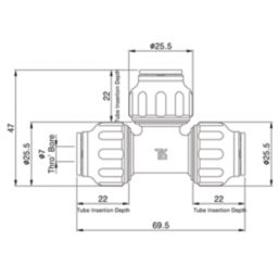Flomasta  Plastic Push-Fit Equal Tee 10mm