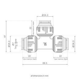Flomasta  Plastic Push-Fit Equal Tee 10mm