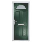 Crystal  4-Panel 1-Light Left or Right-Handed Dark Green Composite Front Door 2055mm x 920mm