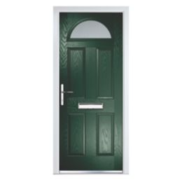 Crystal  4-Panel 1-Light Left or Right-Handed Dark Green Composite Front Door 2055mm x 920mm