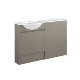 Alaska Bathroom Fitted Furniture Pack LH Vanity with Basin Stone Grey Matt 1244mm x 355mm x 997mm